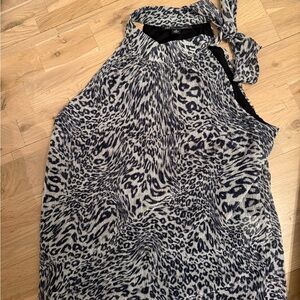 Halter Tie-Neck Animal Print Tank Top
